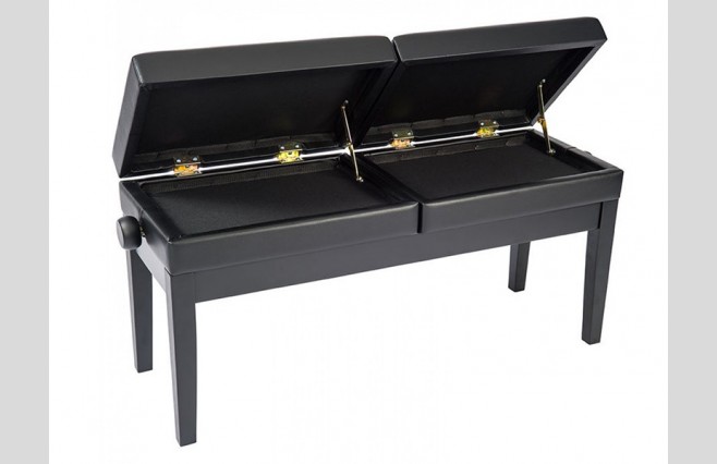 Kinsman KPB20BK Satin Black Deluxe Adjustable Height Double Piano Stool with Storage - Image 2